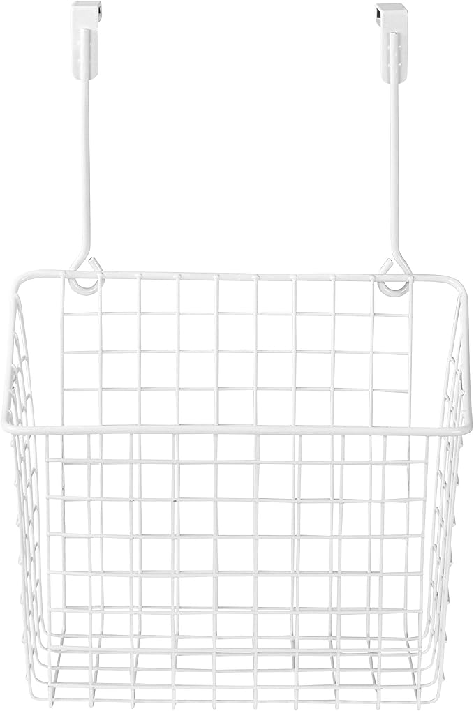 Spectrum Large Over Cabinet Door Organizer White Wire Storage Basket - Image 3