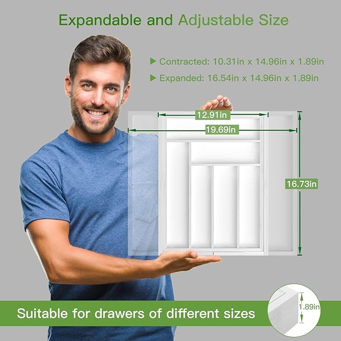 Pipishell Bamboo Expandable Drawer Organizer - Image 3