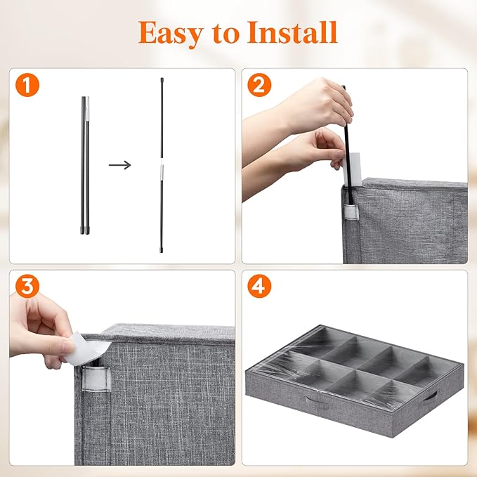 Lifewit Under Bed Shoe Storage Organizer Fits 8 Pair Sneakers, 4.3 Inches Tall - Image 5