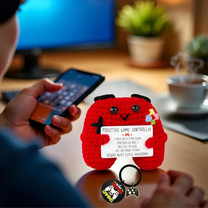 Gamer Gifts Positive Crochet Game Controller and Inspirational Keychain - Image 5