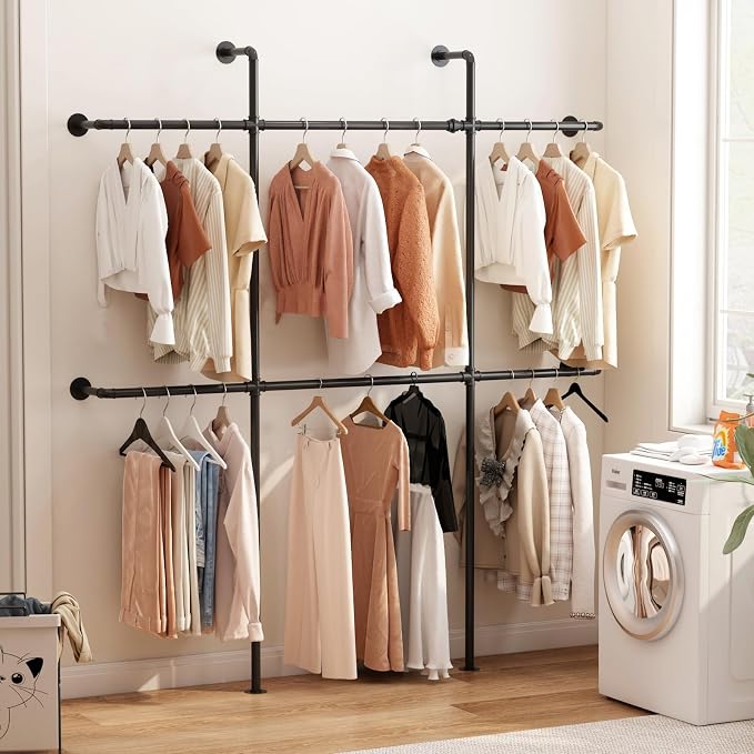 Industrial Pipe Clothing Rack Wall Mount, Heavy Duty Pipe Clothing Rack - Image 5
