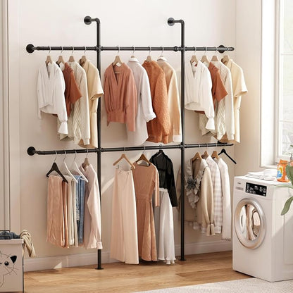 Industrial Pipe Clothing Rack Wall Mount, Heavy Duty Pipe Clothing Rack - Image 5