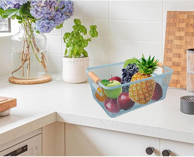 AJIODA Metal Mesh Steel Basket, Small Wire Storage Organizer Baskets - Image 6