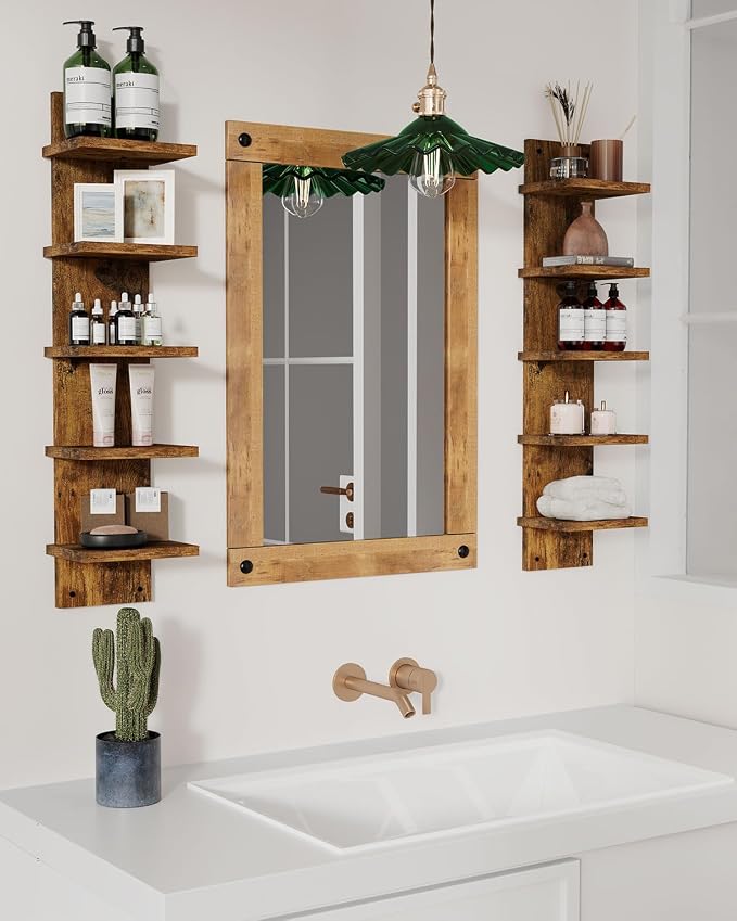 IBUYKE 5 Tier Wall Shelf Unit, Floating Storage Shelf Brown WBC009H-2 | - Image 2