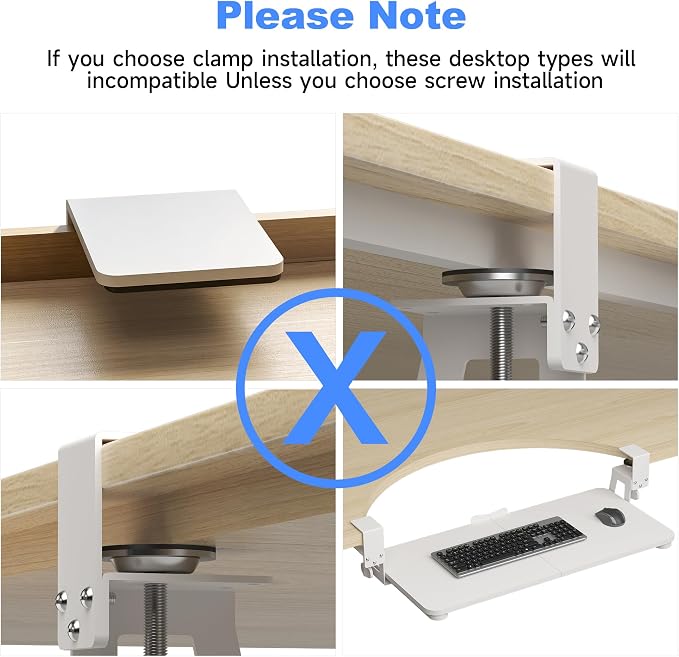 XINLEI Keyboard Tray Under Desk Large C-Clamp 25.6” x 11.8” Slide-Out Platform - Image 7
