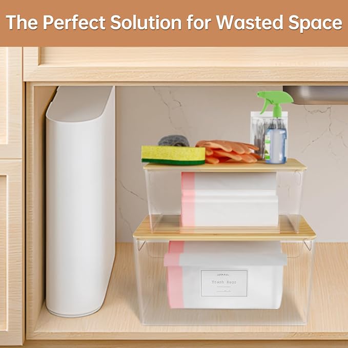 2 Pack Trash Bag Holder Under Sink Stackable, Plastic Garbage Dispenser - Image 7