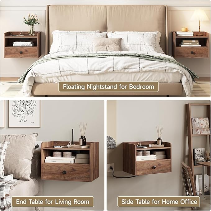 Floating Nightstand Set of 2 Modern Night Stands - Image 5