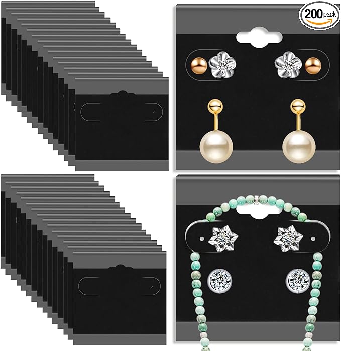 200 Pieces Black Earring Card Holders Velvet Hanging Jewelry Display Cards by HAPY+SHOP
