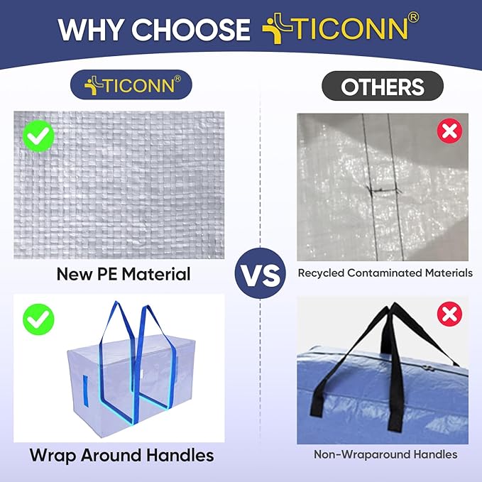 TICONN 2 Pack Extra Large Moving Bags - Image 2