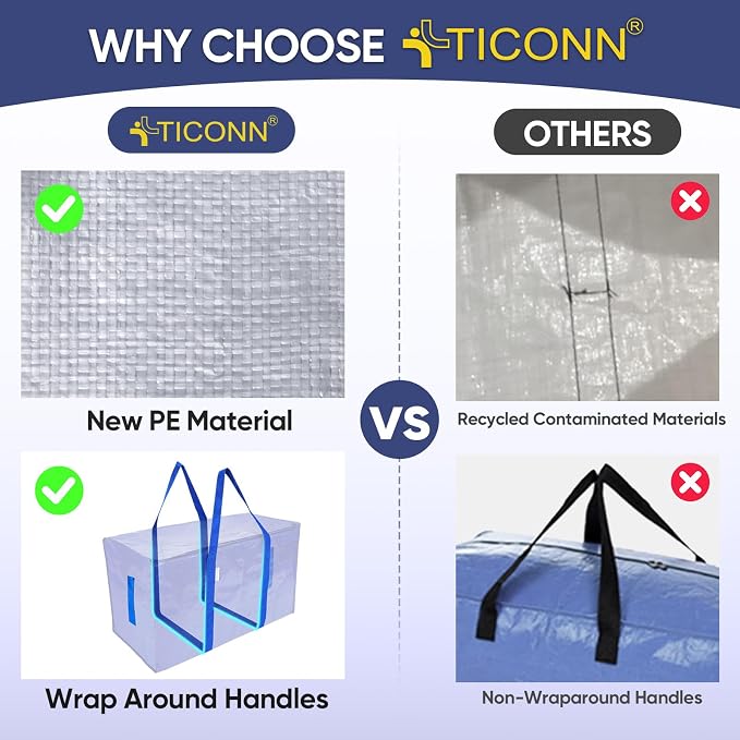 TICONN 4 Pack Extra Large Moving Bags - Image 2