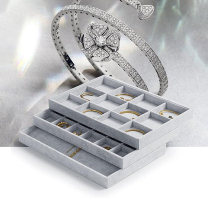 Oirlv Velvet Stackable Jewelry Display Trays 12 Grids Rings Earrings Bracelet - Image 7