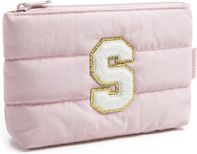 BAGSMART Small Personalized Makeup Bag, Machine Washable Puffy Cosmetic Pouch by BAGSMART