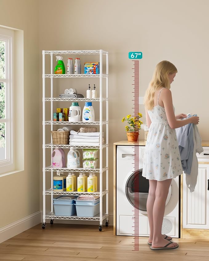 8 Tier Adjustable Storage Shelves Heavy Duty Metal Shelf Wire Shelving Unit - Image 2