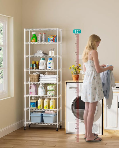 Golpart Shelves Storage Shelf Wire Closet Bathroom Organizers Metal Pantry | 8 - Image 2