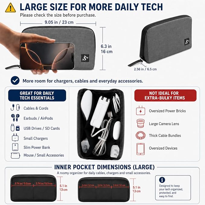 simtoper Electronic Organizer Travel Case – Waterproof Cable Bag - Image 3