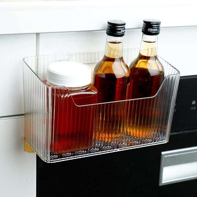 2 Pack Cabinet Door Organizer, Adhesive Wall Mounted Organizer Bins, Stackable - Image 5