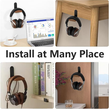 Headset Holder with 6cm Wide Walnut Headrest, Headphone Wall Mount Holder with - Image 2