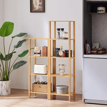 YUFAM 4 Tier Small Bookshelf, Narrow Tall Shelf, Wooden Book Shelf, Natural | - Image 6