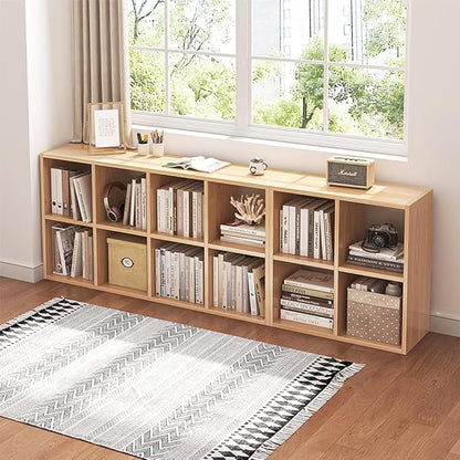 NELYE 8 Cube Organizer Bookcase Oak Open Shelf | Suitable - Image 7