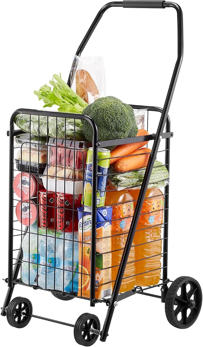 VEVOR Shopping Cart, Folding Grocery Utility Cart by VEVOR