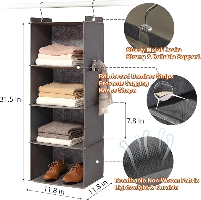 Hanging Closet Organizer 4 Shelf - Image 3