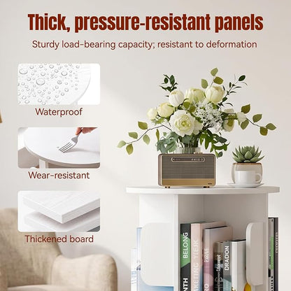 2-Tier 360° Rotating Bookshelf, Round Floor Standing Bookcase - Image 4