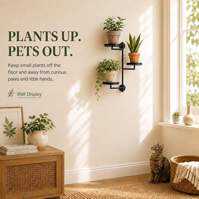 Rotating Window Wall Plant Shelves Stand Holder, 3 Tiered Metal Floating Plant - Image 8