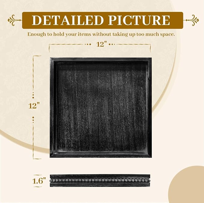 MAONAME Wood Serving Tray, Farmhouse Wooden Tray - Image 2
