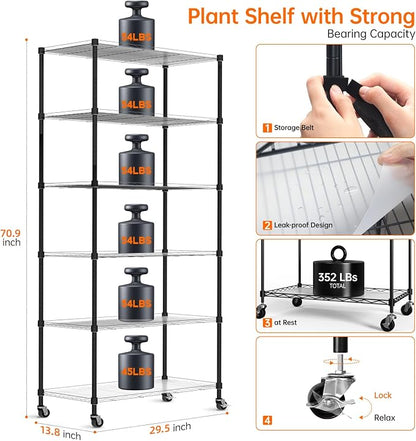 Bstrip DIY Plant Shelf with Grow Light, Grow Light Shelf with Adjustable Rack - Image 9