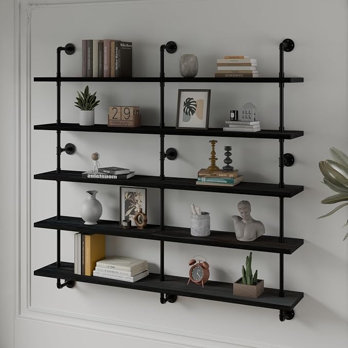 HDDFER Floating Shelves for Wall Bookshelf Industrial Pipe Shelving Shelves 60 - Image 4