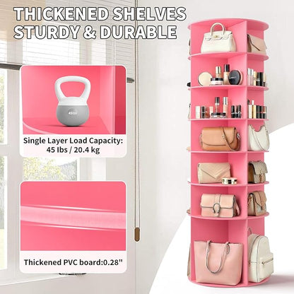 Karl home Pink 7 Tier 360° Rotating Shoe Rack Tower, Spinning Shoe Display | - Image 6