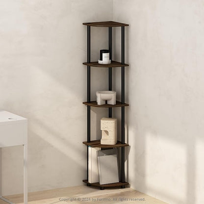 Furinno Turn-N-Tube Storage Shelves, 5-Tier Book Shelf, Corner Shelf, Toolless by Furinno-FitsYourSpaceFitsYourBudget