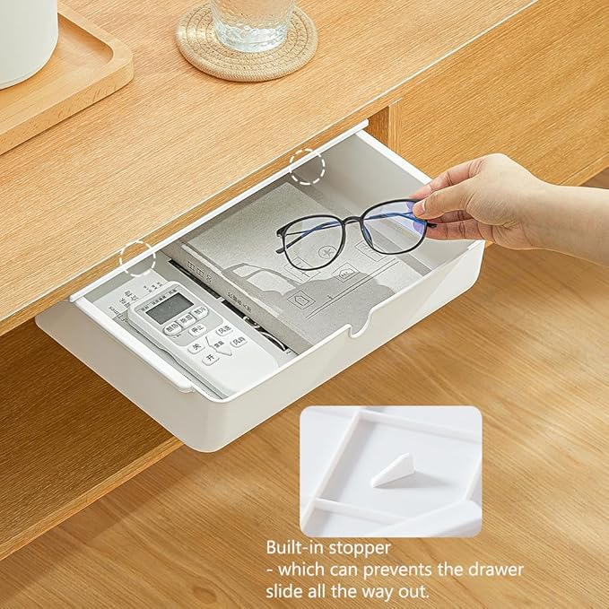 Poeland Under Desk Drawer Self-Stick Storage Organizer - Image 4