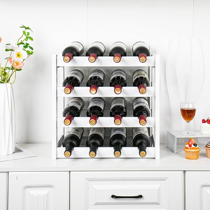 VASMIA Wine Rack, 4-Tier Bamboo Wine Racks Countertop, Sturdy and Durable Wine - Image 6