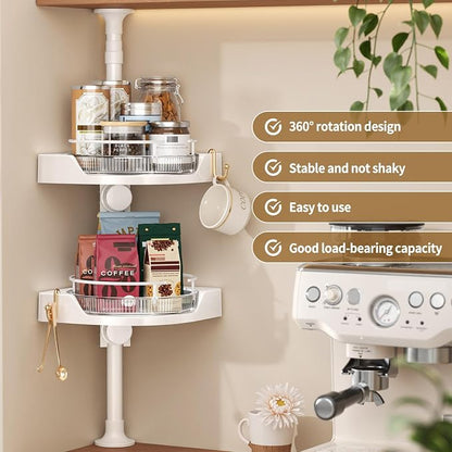 Standing Spice Rack Organizer, Counter Corner Double Tier Lazy Susan, Height - Image 5
