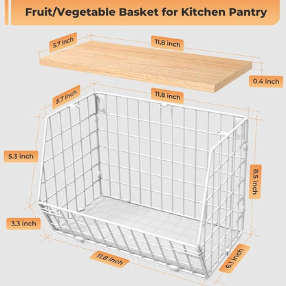 White Fruit Bowl Wire Basket Storage Pantry Fruit and Vegetable Storage Fruit - Image 9