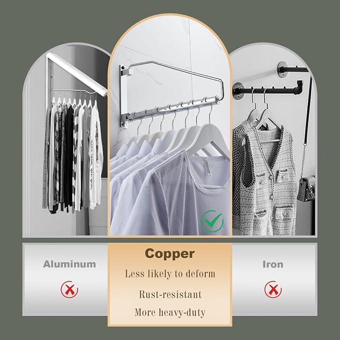 NEWRAIN Laundry Hanger, Wall Mounted Clothes Hanger - Image 5