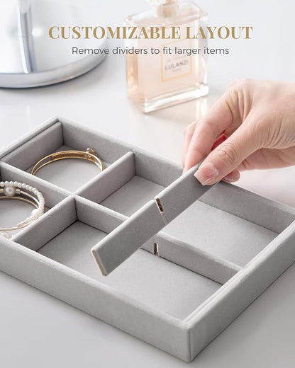 Lolalet Jewelry Drawer Organizer Inserts, Stackable Velvet Tray Jewelry Storage - Image 6