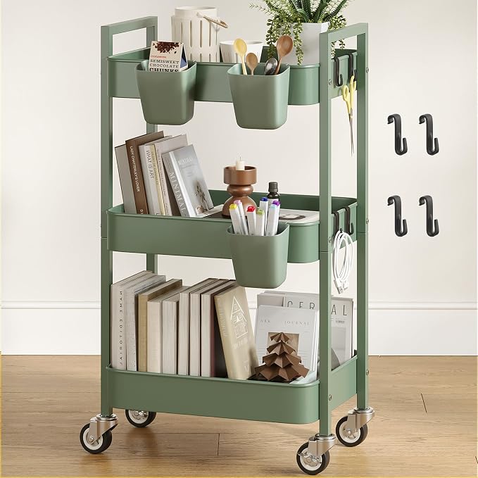 Nunsino 3 Tier Rolling Cart, Utility Cart by Nunsino