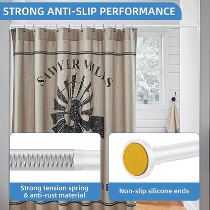 CorkLatta White Shower Curtain Rod, 1 Inch Diameter Stainless Steel Adjustable - Image 2