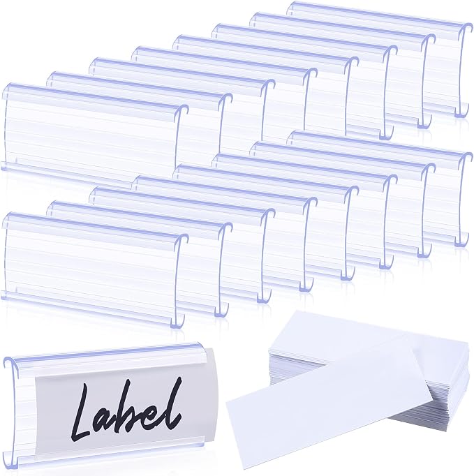 300 Pieces Wire Shelf Label Holders Wire Label Holder Plastic Shelf Tags by Yulejo