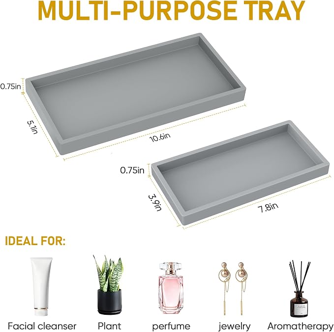 Bathroom Counter Tray, EG-SIPRO High-Grade Thickened Silicone Bathroom Vanity - Image 5