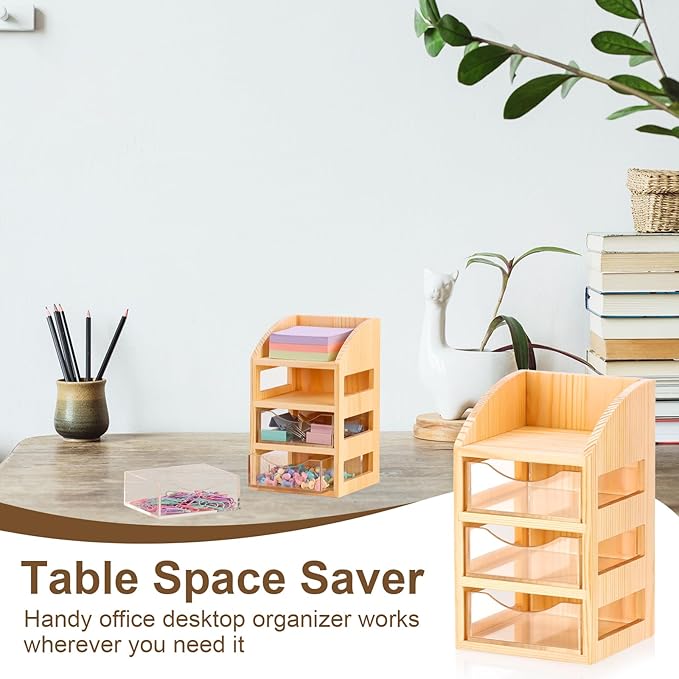 3 Drawer Desktop Accessory Storage Acrylic Sticky Note Holder - Image 7