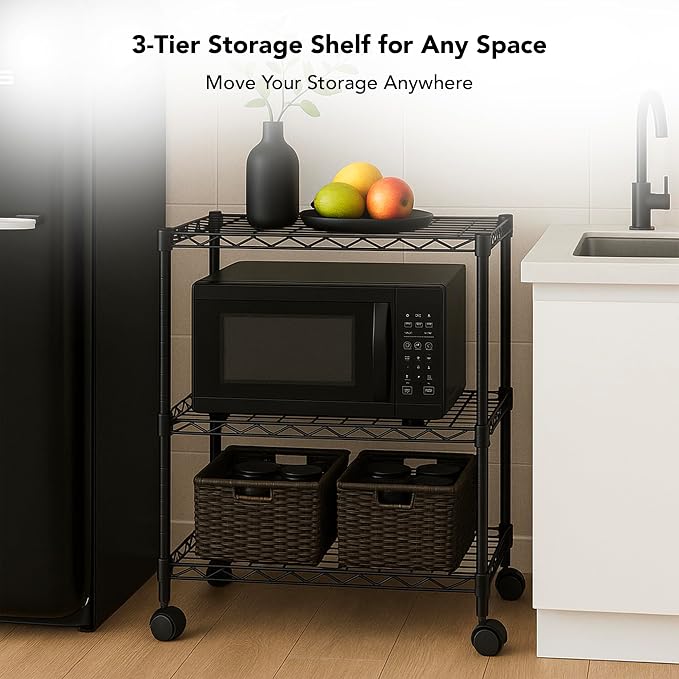 3 Tier Wire Shelving Unit Storage Rack, Metal Heavy Duty Utility Organizers - Image 4
