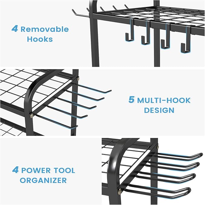 Hadulcet Garden Tool Organizer, Metal Garage Organization and Storage - Image 4
