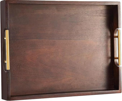 Joy&Grace Ottoman Tray for Living Room, Large Acacia Wooden Serving Tray by JoyGrace