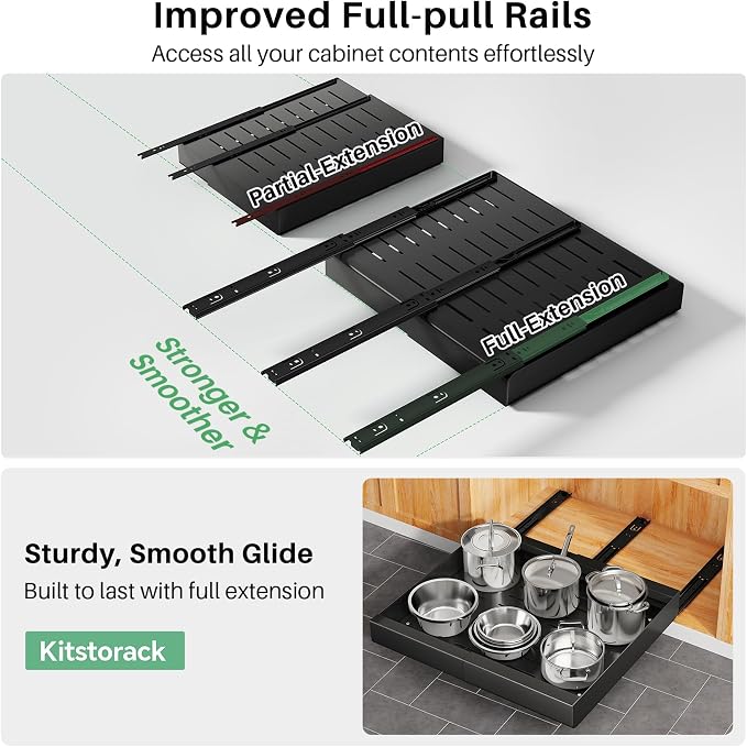 Kitstorack Pull out Cabinet Organizer, Expandable Heavy Duty Slide out Drawer - Image 4
