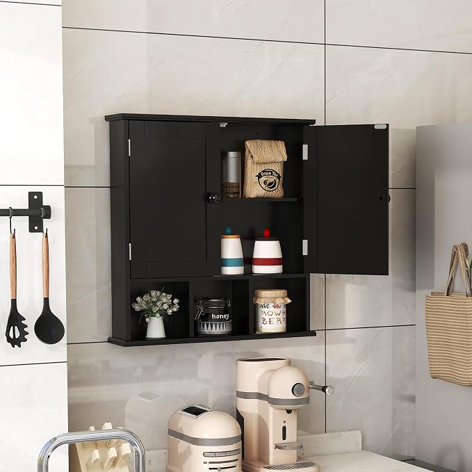 TaoHFE Black Medicine Cabinet Bathroom Over the Toilet Storage Cabinet | Wall - Image 5