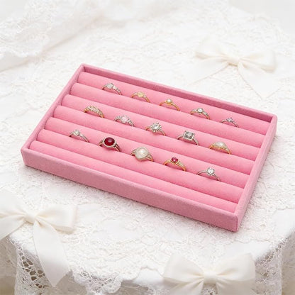 Velvet Jewelry Organizer Trays Pink 8 Rolls | Stackable Jewelry Storage Display - Image 5