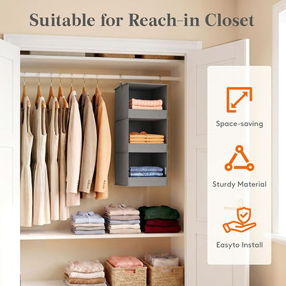 Lifewit 3 Tier Hanging Closet Organizer and Storage, Foldable Hanging Closet - Image 4